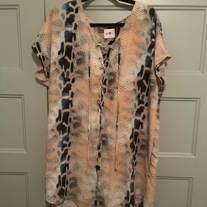 Buddy Love Pink and Blue Snake Skinned Dress Size Large